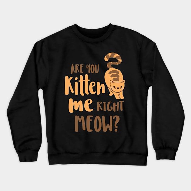 Are You Kitten Me Right Meow Funny Cats And Kittens Crewneck Sweatshirt by ryanjaycruz